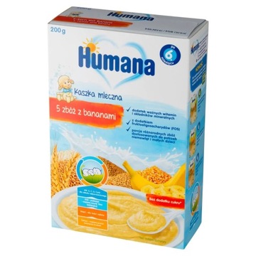 Humana Kaszka mleczna 5 zbóż z bananami po 6 msc