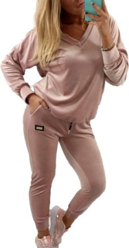 WELUROWY MIĘCIUTKI DRES dekolt V-neck r46