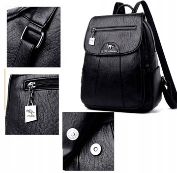 Женский кожаный рюкзак, рабочая школа, черный кожаный городской рюкзак-кенгуру