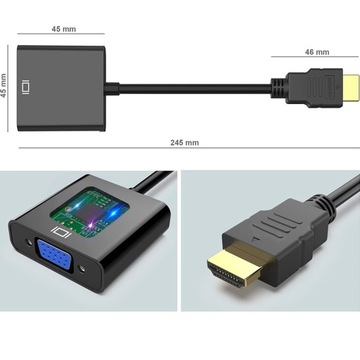 АДАПТЕР АДАПТЕР-ПРЕОБРАЗОВАТЕЛЬ ИЗ HDMI В VGA МОНИТОР ПРОЕКТОР ДЛЯ НОУТБУКА