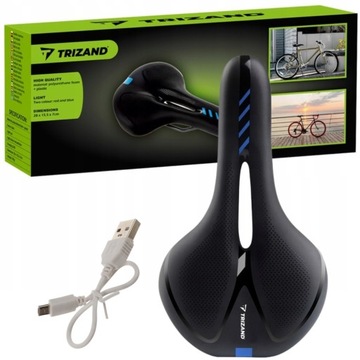 ВЕЛОСИПЕДНОЕ СЕДЛО УДОБНОЕ МЯГКОЕ СПОРТИВНОЕ СЕДЛО + USB-ФОНАРЬ