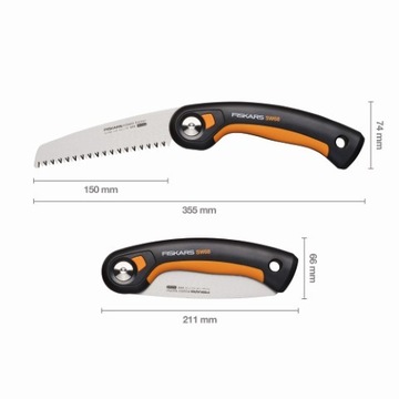 FISKARS PLUS SW68 Складная ручная пила для обрезки ветвей с фиксатором полотна