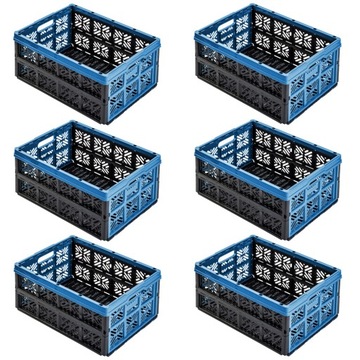 6X Kosz składany do samochodu na zakupy 32L BLUE