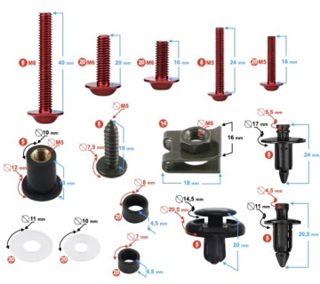 Болты обтекателя универсальные алюминиевые красные
