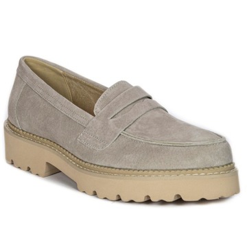 Filippo Półbuty skórzane zamsz na platformie beżowe Taupe DP6090/24 TP r.37