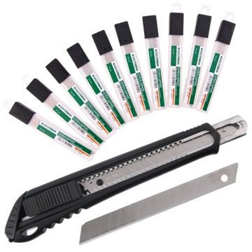 Zestaw NÓŻ NOŻYK DO tapet CIĘCIA Z OSTRZE OSTRZA ŁAMANE wymienne 100szt 9mm