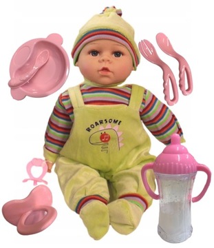 LALKA BOBAS BABY Z BUTELKĄ I SMOCZKIEM BORN mówi