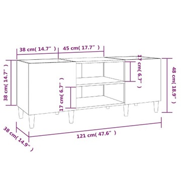 БЕЛЫЙ ГЛЯНЦЕВЫЙ ВИНИЛОВЫЙ ШКАФ ДЛЯ ПЛАСТИНОК 121X38X48CM