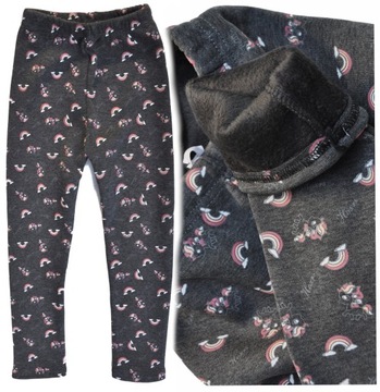 PONY Spodnie legginsy GRUBE szary melanż ocieplane misiem futerkiem r 146