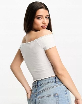 f842d NEW LOOK PRĄŻKOWANY CROP TOP TYPU BARDOT M