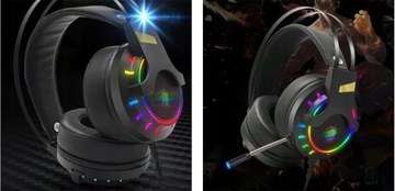 ИГРОВЫЕ НАУШНИКИ RGB LED МИКРОФОН РАЗЪЕМ USB