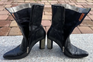 Damskie Buty Motocyklowe HARLEY DAVIDSON - Czarne Skórzane Rozmiar 39