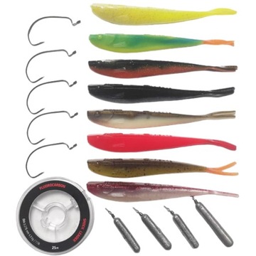 ZESTAW DROP SHOT GUMY JASKÓŁKI 13cm HAKI CIĘŻARKI