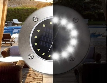 Lampki Solarne Gruntowe 12 LED Disk 4 szt. w Zestawie