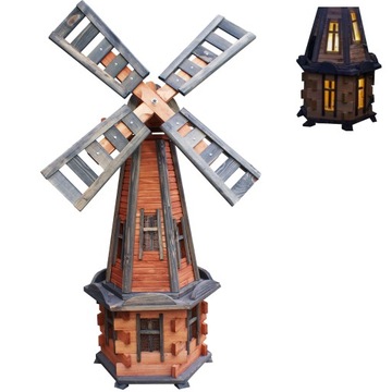 Wiatrak ogrodowy z ośwetleniem solarnym LED 135cm