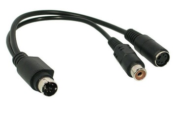 Przejście DIN6wt -S-Video gn(4PIN) + RCA gn