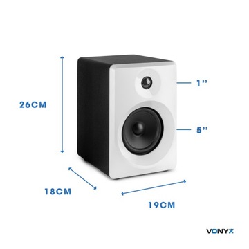 Monitory STUDYJNE AKTYWNE 140W 2 szt VONYX BIAŁE