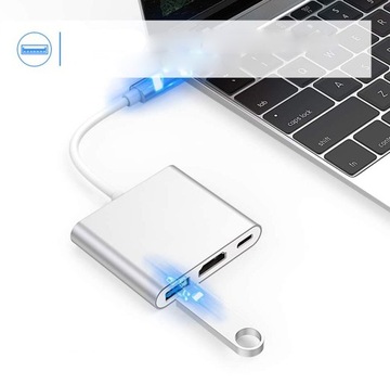 Адаптер TYPE C концентратор 3 в 1 USB-C HDMI 4K