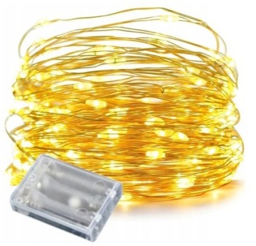 LAMPKI DRUCIKI 50 LED NA BATERIE CIEPŁE ŚWIATŁO