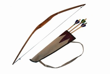 Łuk drewniany profilowany kołczan 3 strzały 120cm