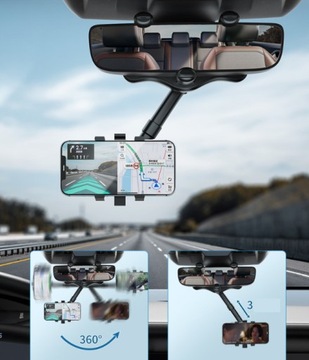 ДЕРЖАТЕЛЬ ТЕЛЕФОНА, ПРИКРЕПЛЕННЫЙ К ЗЕРКАЛУ 360°