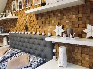 Panel drewno Mozaika 3d Dąb Gold – kostka 3d *064