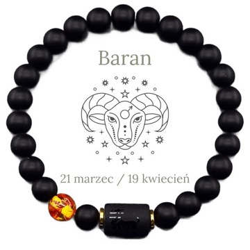 Bransoletka Znak Zodiaku z Kamieni Naturalnych - BARAN