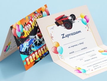 ПРИГЛАШЕНИЕ НА ДЕНЬ РОЖДЕНИЯ РЕБЕНКА + БЕСПЛАТНЫЙ КОНВЕРТ HOT WHEELS CARS