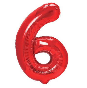 Balon foliowy CYFRA 6 czerwony duży 100cm urodziny