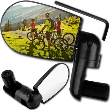LUSTERKO ROWEROWE DO ROWERU WIDOK NA KIEROWNICĘ CZARNE 15CM DO PODRÓŻY