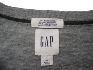 GAP Szary Męski Sweter 100% MERINO WOOL r XL