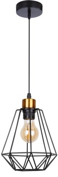 Lampa wisząca czarna + złoty druciany klosz Primo