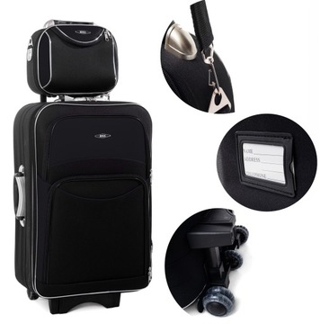 ŚREDNIA WALIZKA PODRÓŻNA + KUFEREK BAGAŻ KÓŁKA