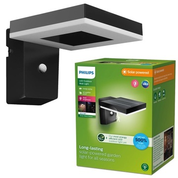 PHILIPS Lampa Solarna Ogrodowa LED Kinkiet ZONAL 1,3W 3000K IP44 z Czujnik