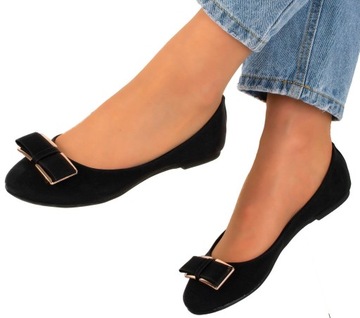 BALERINKI KLASYCZNE DAMSKIECZARNE KOKARDKA 37