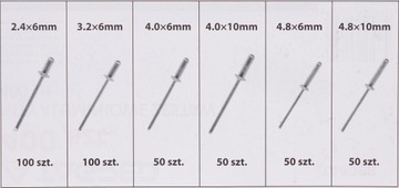 НАБОР ЗАКЛЕПОК, АЛЮМИНИЕВЫЕ ЗАКЛЕПКИ, 400 ШТ.