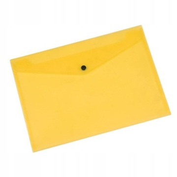 TECZKA NA DOKUMENTY A4 KOPERTOWA, NA ZATRZASK, TRANSPARENTNA ŻÓŁTA