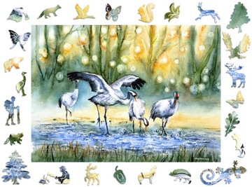 Puzzle Drewniane Premium 3D dla dorosłych Żurawie A3 Krajobraz Prezent