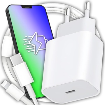 SZYBKA ŁADOWARKA DO IPHONE KOSTKA 20W + KABEL 1M / USB-C - IPHONE LIGHTING