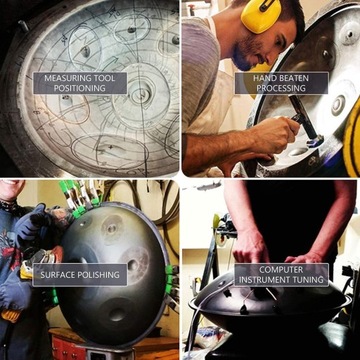 ПРОФЕССИОНАЛЬНЫЙ БАРАБАН HANDPAN Blue Harmonic D Minor 10 нот 50,5 см ЗОЛОТО