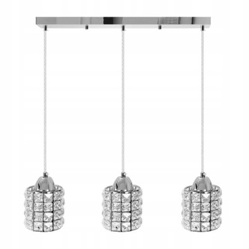 LAMPA WISZĄCA POTRÓJNA GLAMOUR CHROM KRYSZTAŁKI 3 APP728