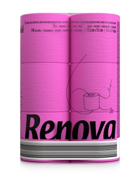 Różowy Papier Toaletowy Premium Renova 6 rol