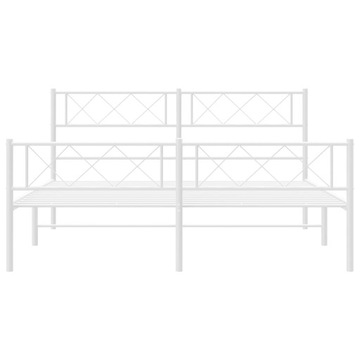 Металлический каркас кровати с изголовьем и изножьем, белый, 120х190 см.