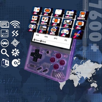 Прозрачная фиолетовая консоль Портативная игровая консоль Miyoo mini plus PS1