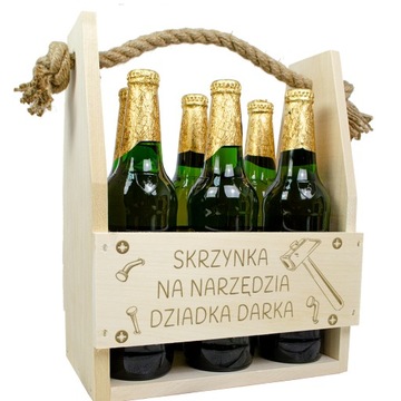 SKRZYNKA NOSIDŁO NA PIWO Z GRAWEREM DLA DZIADKA