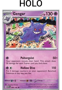 Karta Pokemon Gengar (MEW 094) 94/165 Holo