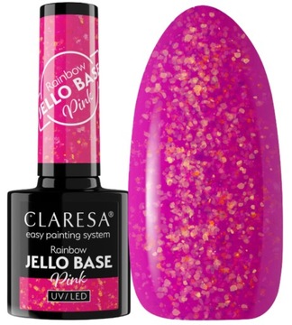 CLARESA RAINBOW JELLO BASE PINK BAZA HYBRYDOWA RÓŻOWA Z DOBINKAMI FOLII