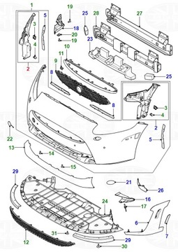 PRAVÝ VÝZTUHA DRŽÁKY PŘEDNÍHO NÁRAZNÍKU JAGUAR XK X150 C2P20237