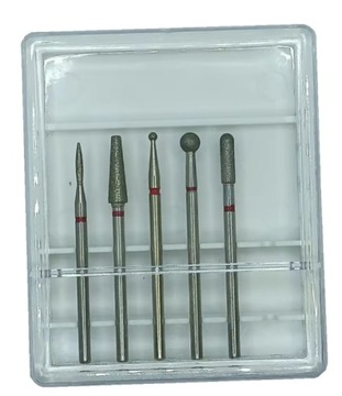 ZESTAW FREZÓW DIAMENTOWYCH DO MANICURE DELIKATNE DO SKÓREK HYBRYDY 5SZT
