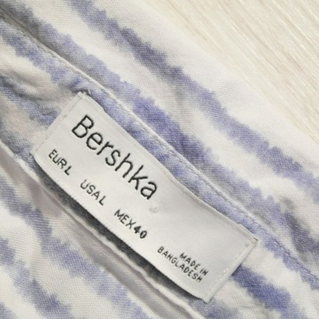 BERSHKA _ ORYGINALNA KRÓTKA KOSZULA Z LOGO _ L/XL